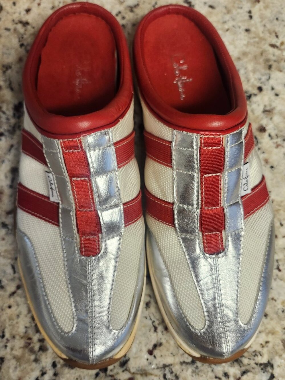 Cole Haan Nike Air Red & Silver Slip On Mule Sneakers 8B
